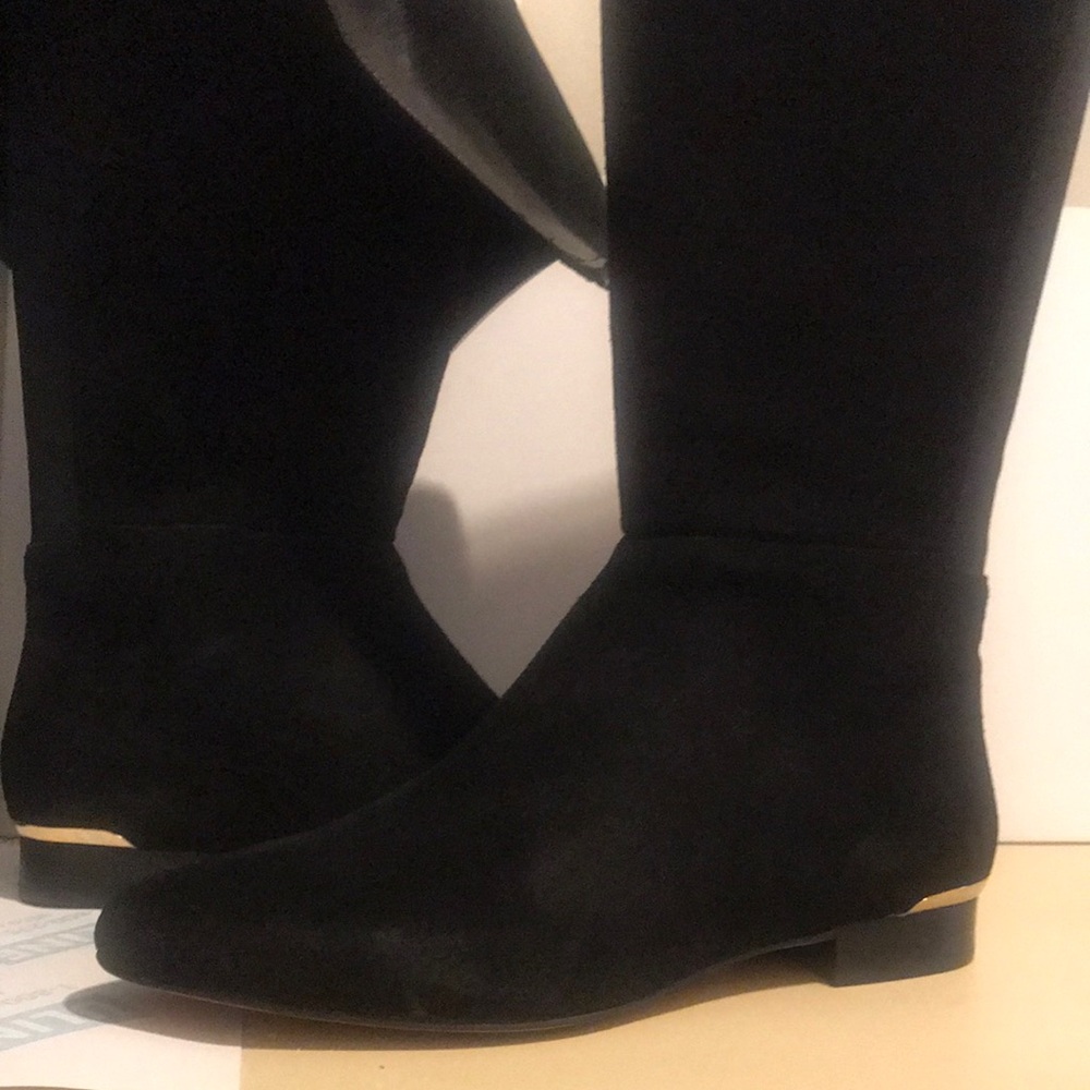 G.I.L.I. Black Suede Leather upper w/stretch backing Tall/Knee Boots NIB 8.5M